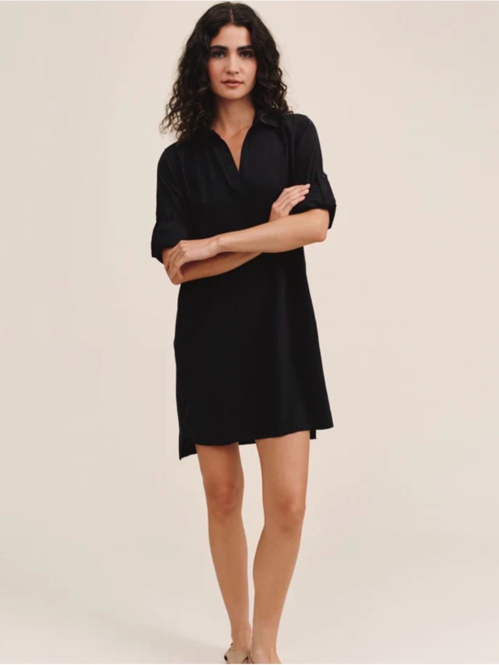 Bella Dahl Black Lightweight A-Line Tencel Dress size S